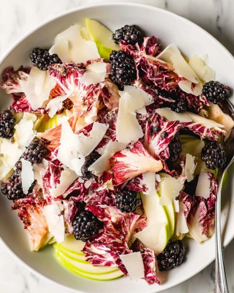 Radicchio Salad with Blood Orange Vinaigrette, Pears, Blackberries, and Manchego Recipe