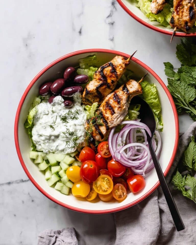 Greek Grilled Chicken Souvlaki Salad Recipe