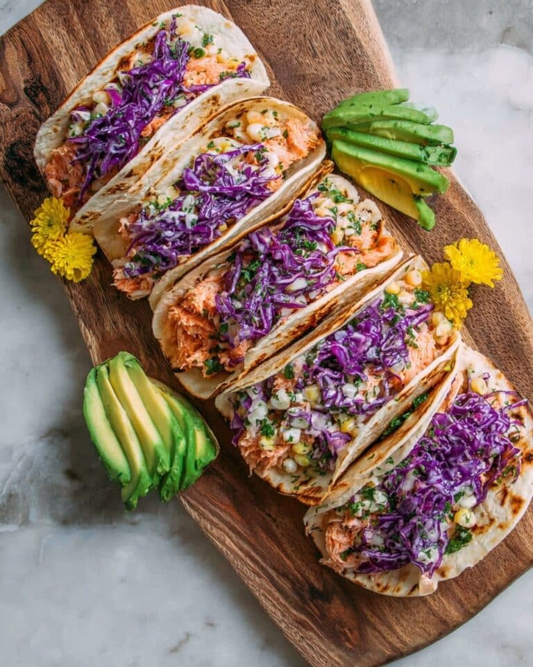 Smoked Salmon Street Tacos with Creamy Purple Cabbage Slaw Recipe
