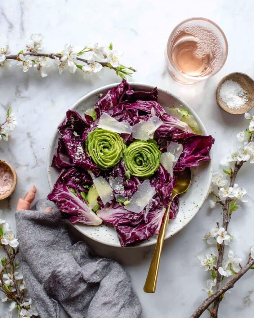 Radicchio Salad with Avocado Roses and Manchego Cheese Recipe