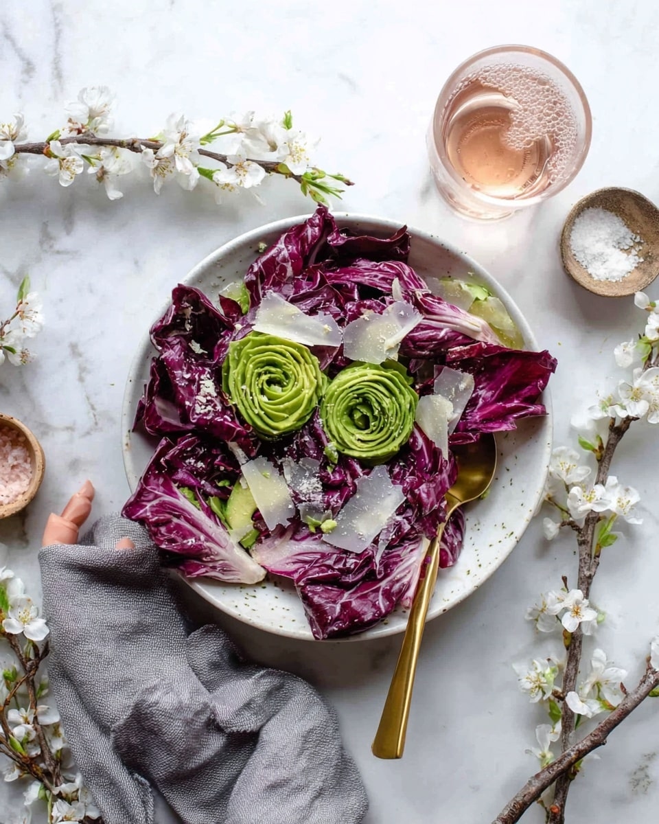 Radicchio Salad with Avocado Roses and Manchego Cheese Recipe