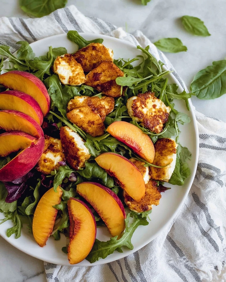 Grilled Halloumi, Corn, and Peach Summer Salad Recipe