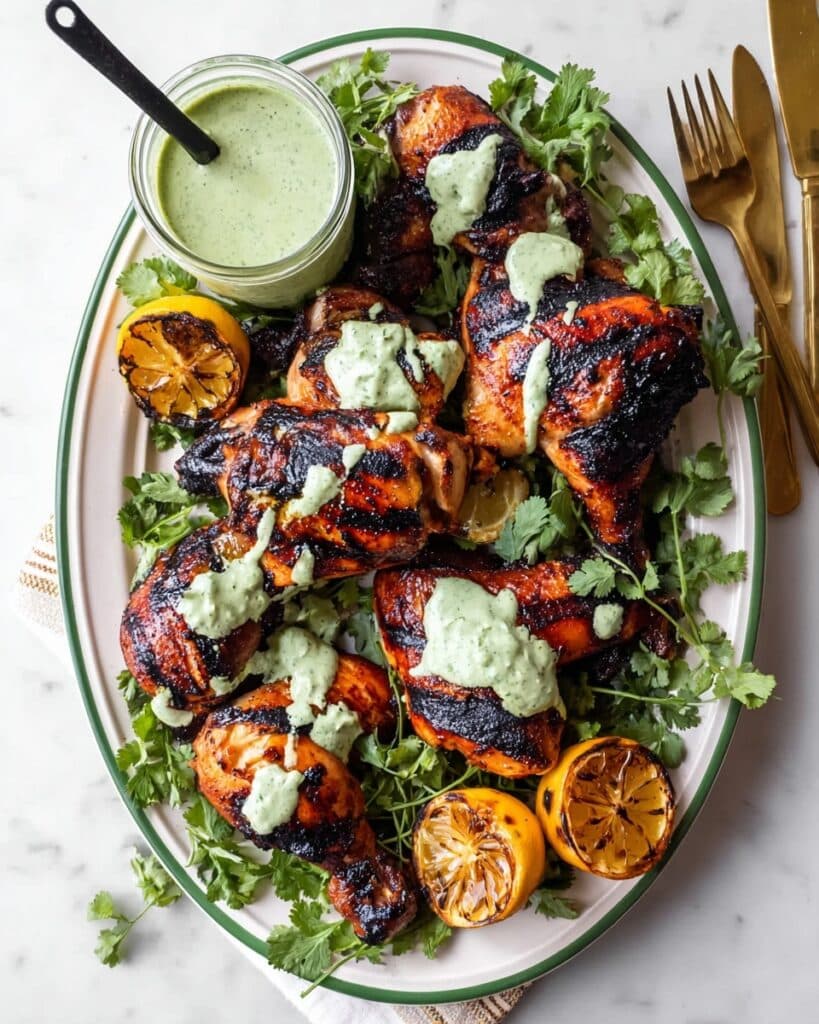 Peruvian-Style Grilled Spatchcock Chicken with Aji Sauce Recipe