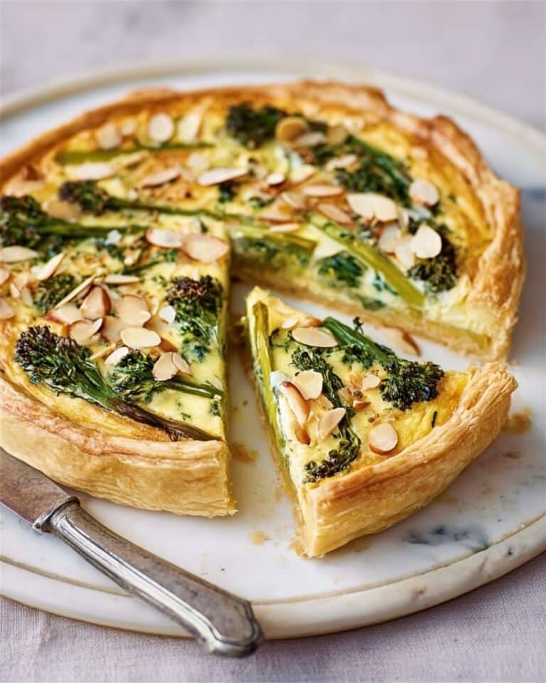 Purple Sprouting Broccoli, Leek & Almond Tart Recipe