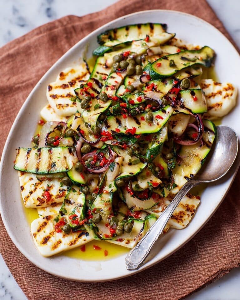 Grilled Courgette and Halloumi Salad with Caper & Lemon Dressing Recipe