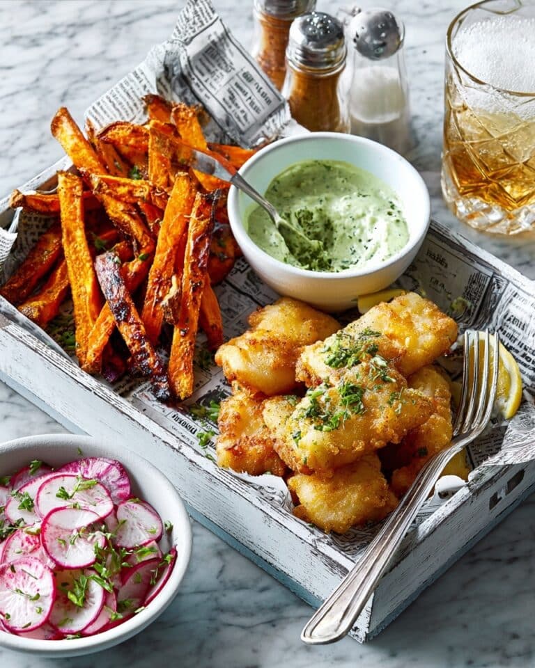 Asian-Style Fish & Chips with Miso-Marinated Cod and Wasabi Tartare Recipe
