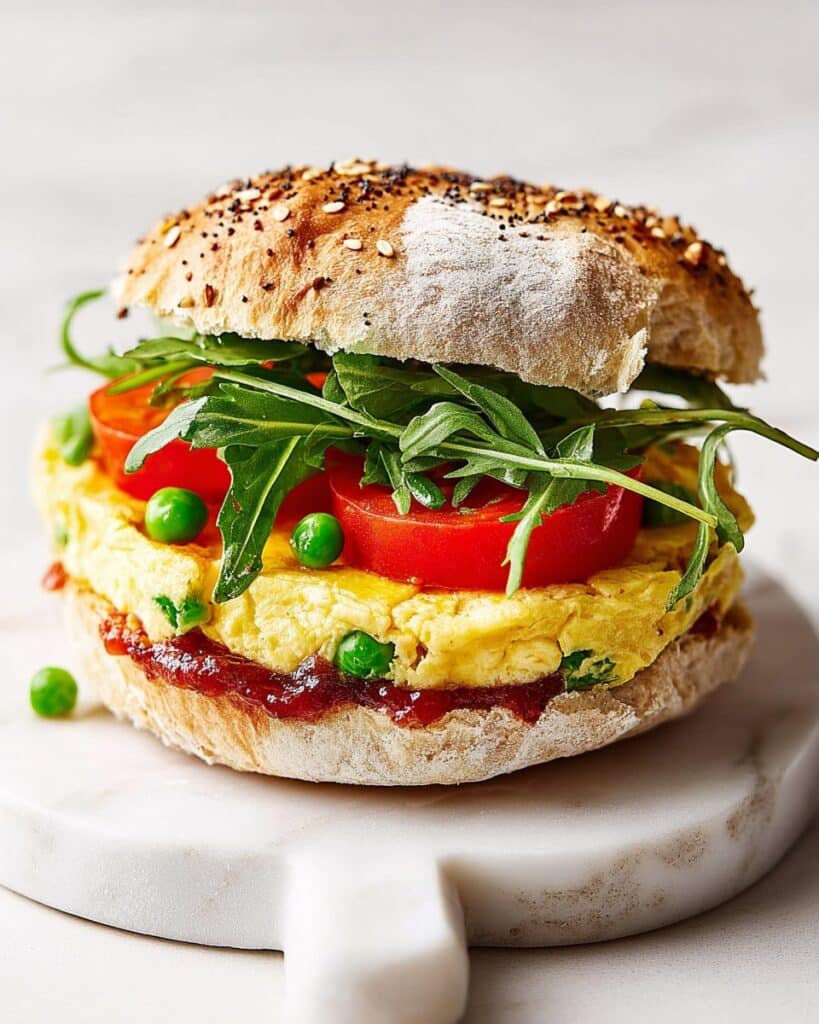 Cheesy Omelette Burgers Recipe