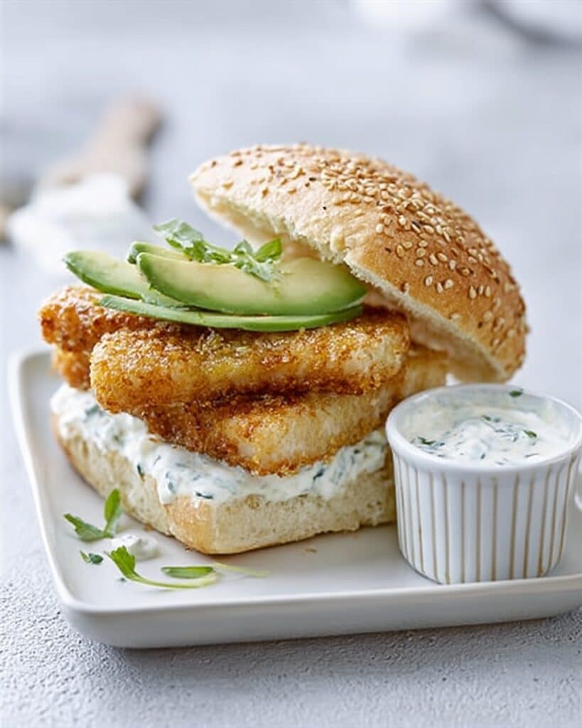 Crispy Sesame Fish Burger with Lime Mayo Recipe