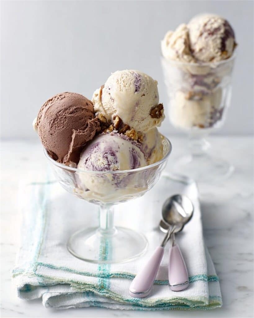 Vanilla Ice Cream with Berry Ripple, Salted Peanuts, and Chocolate Variations Recipe