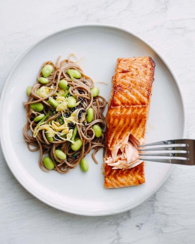 Soy & Ginger Salmon with Soba Noodles Recipe