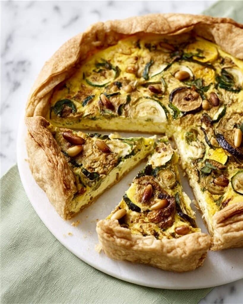Rustic Courgette, Pine Nut & Ricotta Tart Recipe