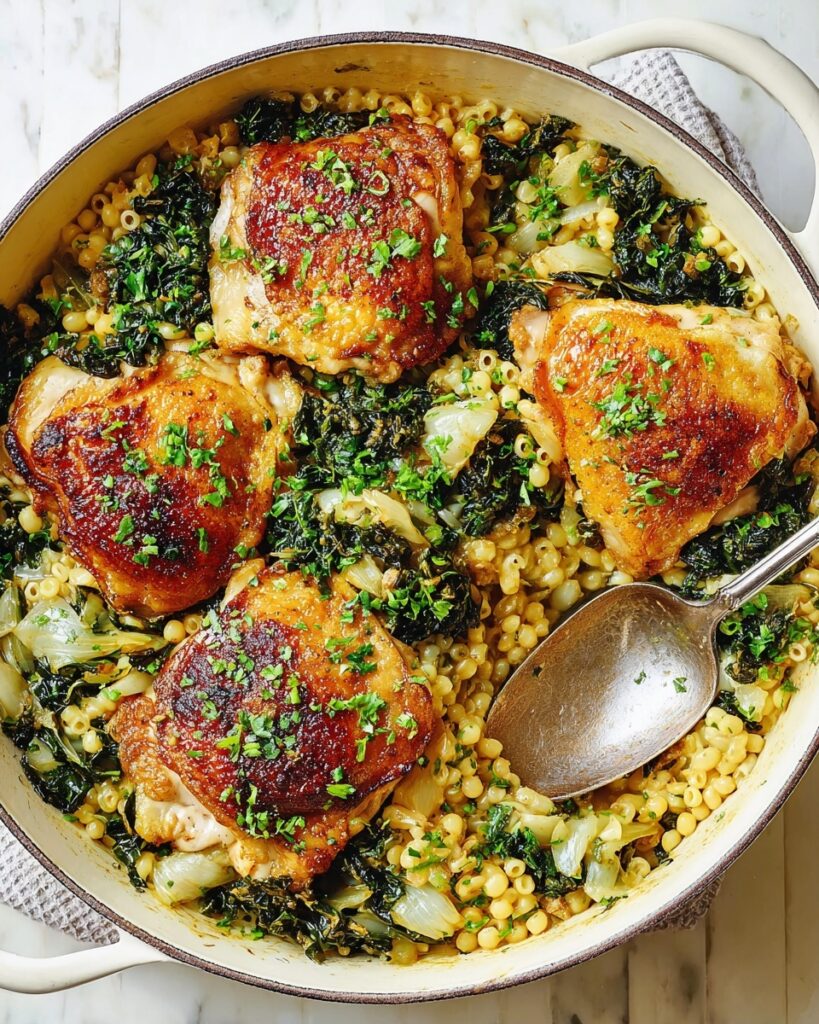One-Pot Garlicky Chicken Thighs & Giant Couscous Recipe