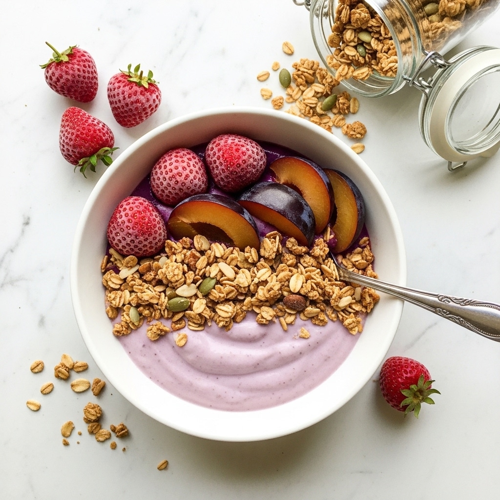 Breakfast Bowl with Banana, Raspberries, and Honey Granola Recipe