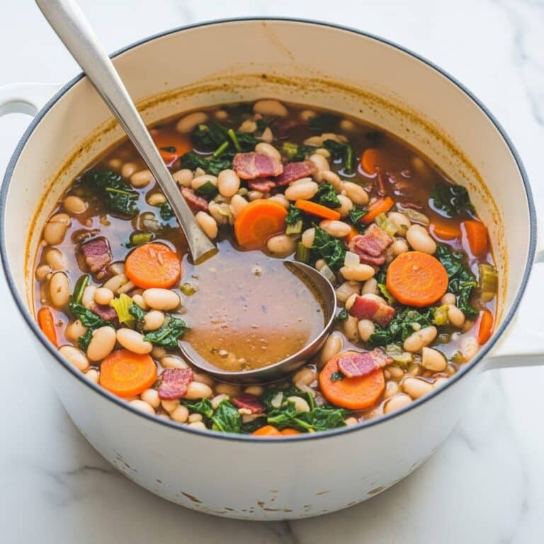 Creamy White Bean Soup with Bacon, Kale, and Parmesan Recipe