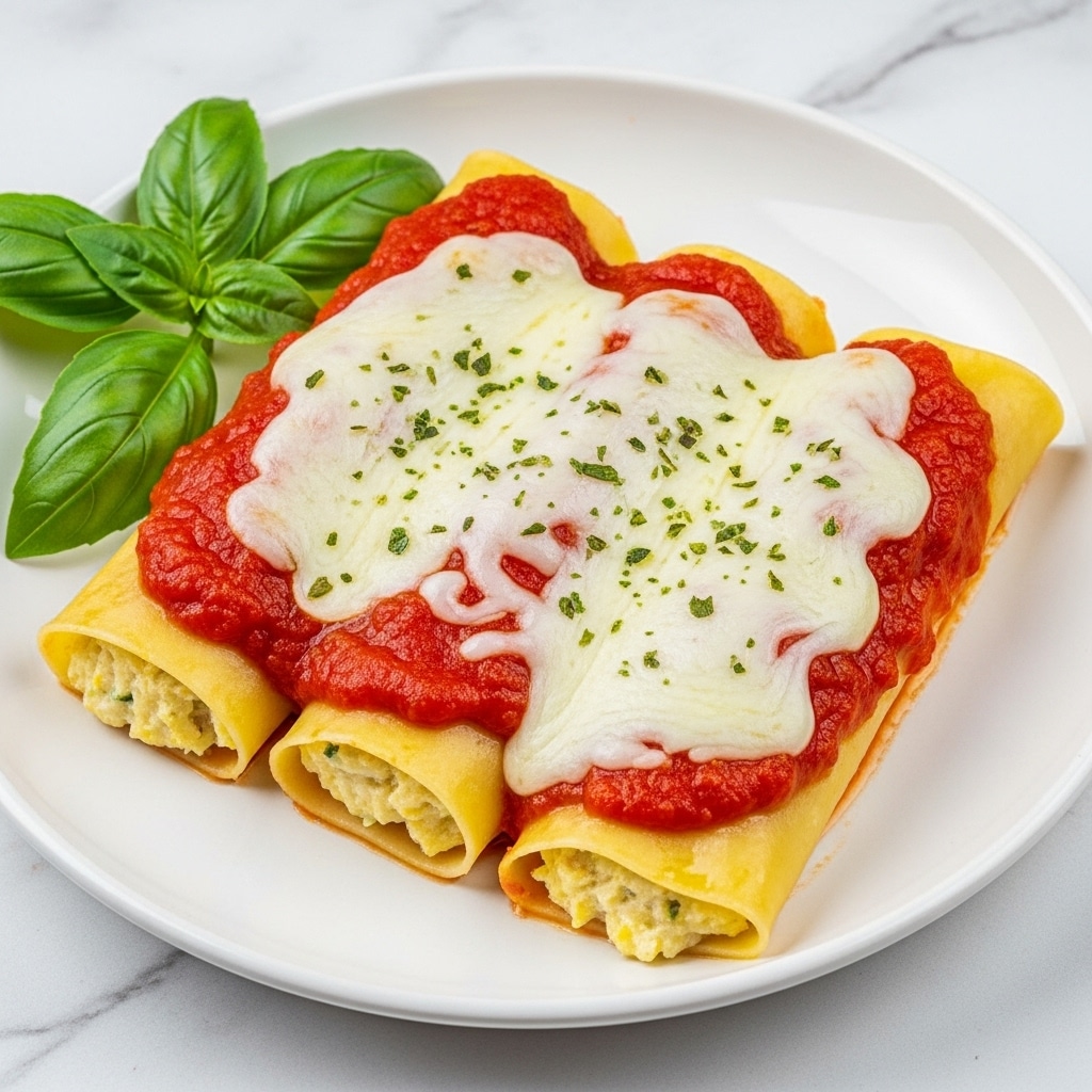 Creamy Ricotta and Mozzarella Manicotti Baked in Marinara Recipe