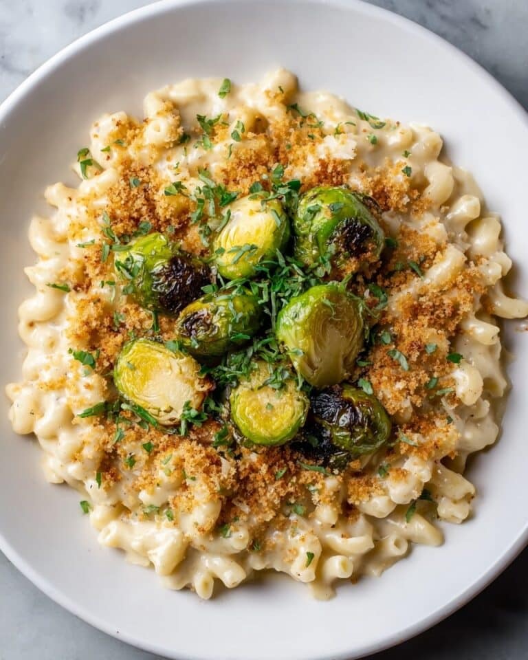 Sheet Pan Mac and Cheese with Roasted Brussels Sprouts Recipe