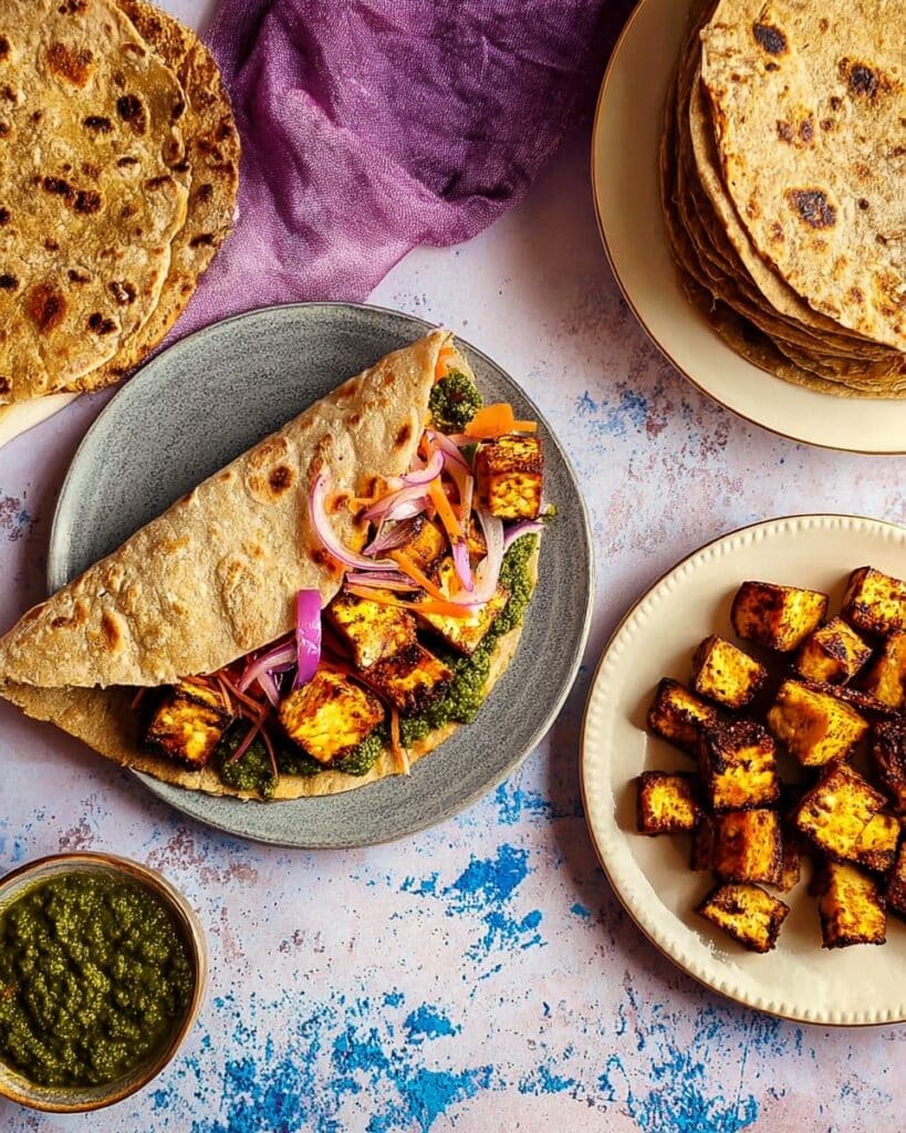 Grilled Paneer Wraps (Kathi Paneer Rolls) Recipe