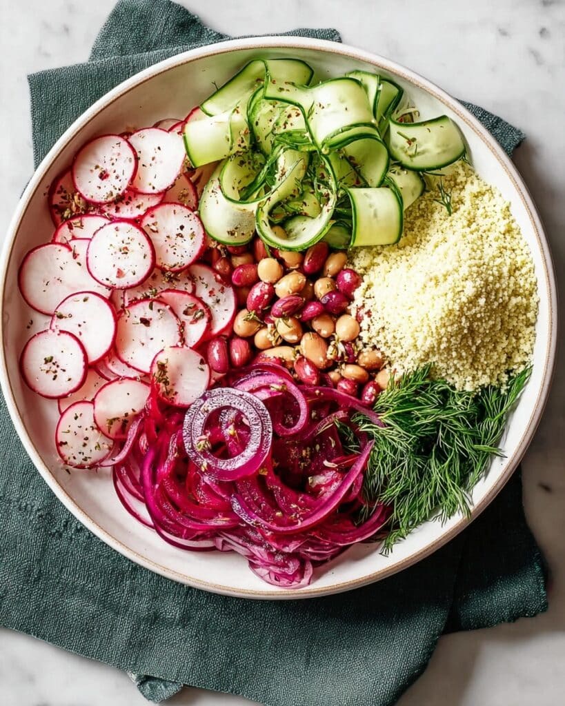 Vegan Couscous Salad Bowl with Beans, Radishes, and Dill Recipe