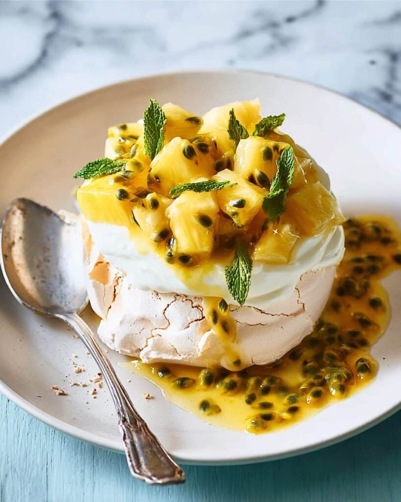 Vanilla Pavlova with Pineapple & Passion Fruit Recipe