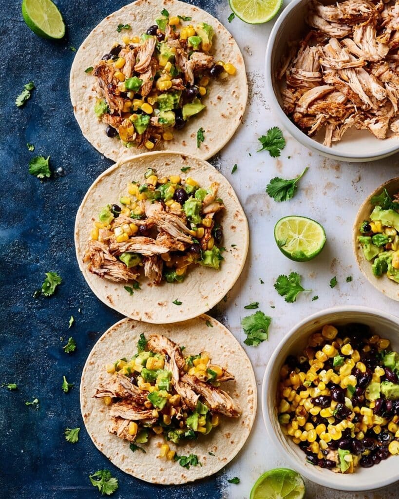 Cajun Pulled Chicken Tacos with Black Bean Salad Recipe