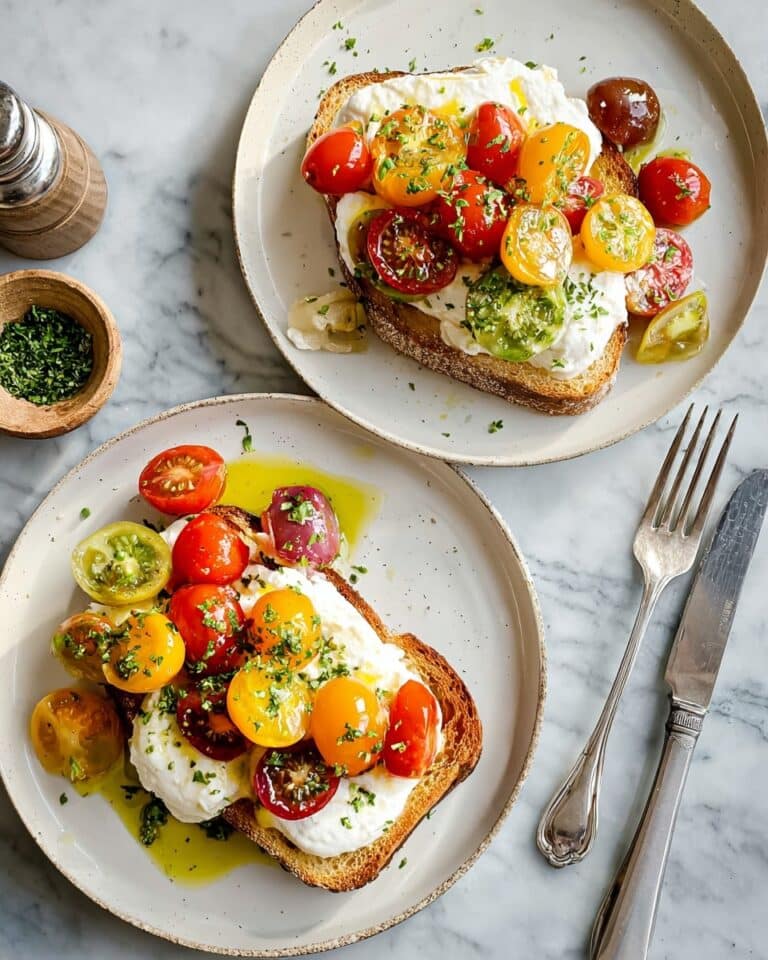 Mozzarella with Spicy Tomatoes & Garlicky Sourdough Toast Recipe