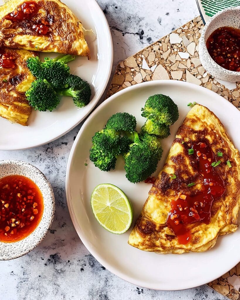 Tofu Omelettes with Soy Dressing and Steamed Broccoli Recipe