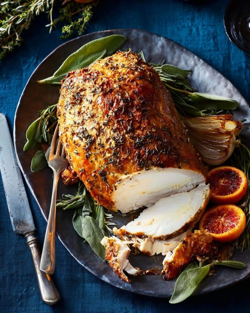 Air-Fryer Turkey Crown with Herbs, Clementine, and Garlic Recipe