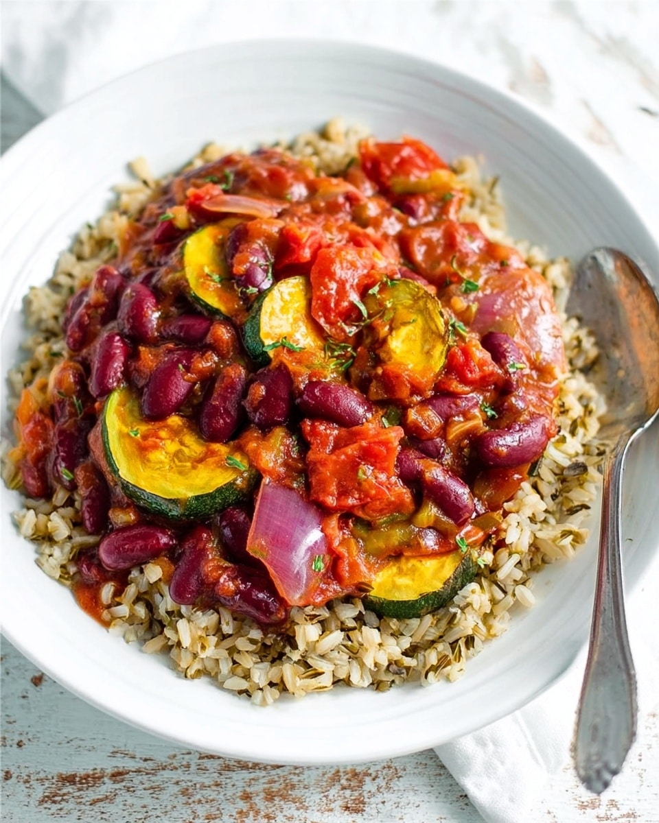 Vegetarian Chilli with Oven-Roasted Vegetables and Mixed Grains Recipe