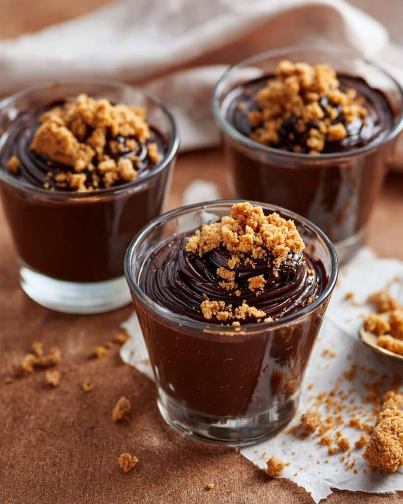 Affogato Chocolate Mousse Pots with Biscuit Topping Recipe