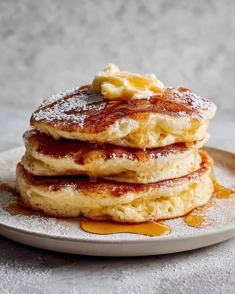 Soufflé Pancakes with Icing Sugar and Maple Syrup Recipe