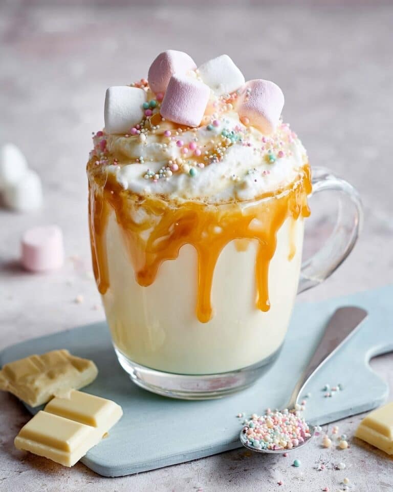 White Hot Chocolate with Marshmallows, Caramel, and Cinnamon Recipe