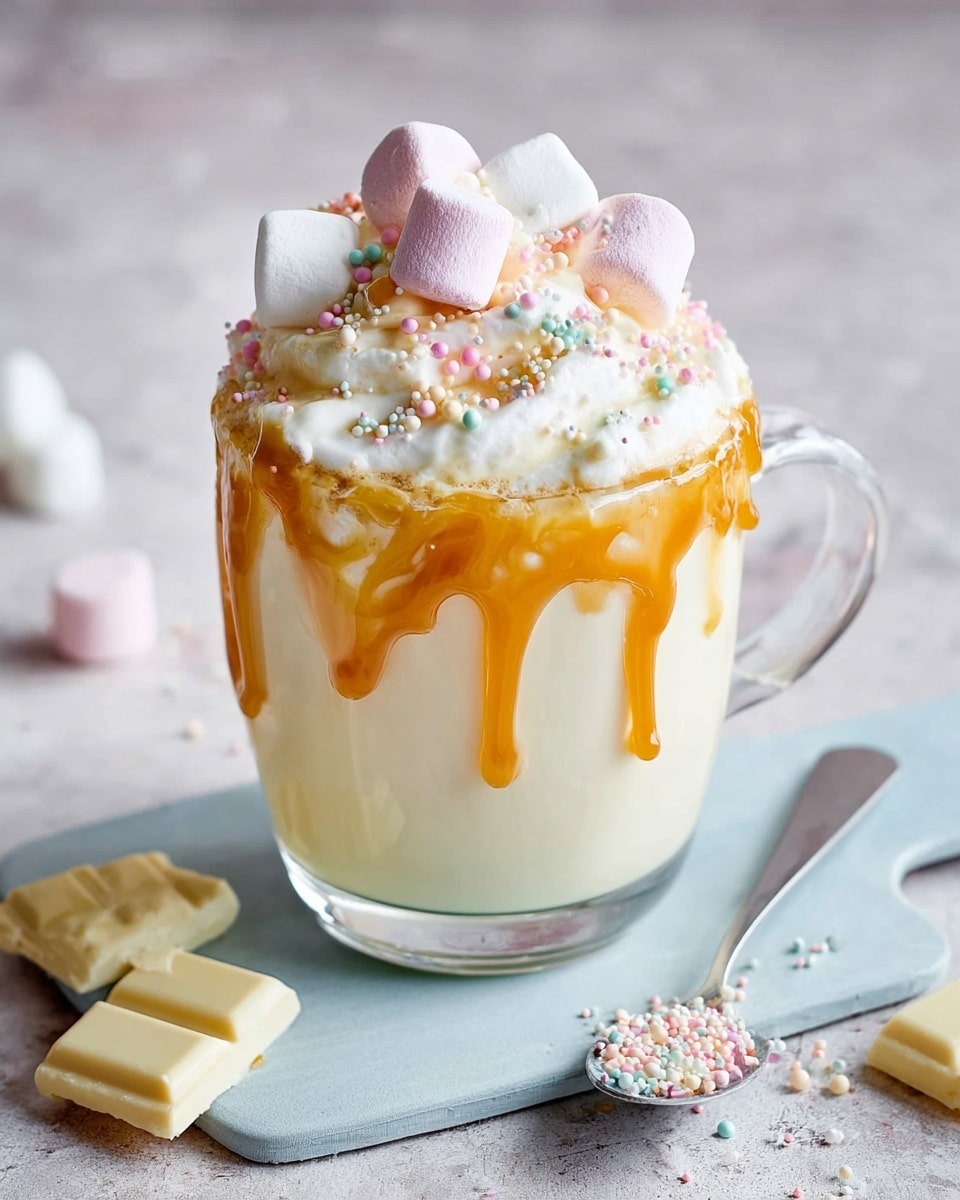 White Hot Chocolate with Marshmallows, Caramel, and Cinnamon Recipe