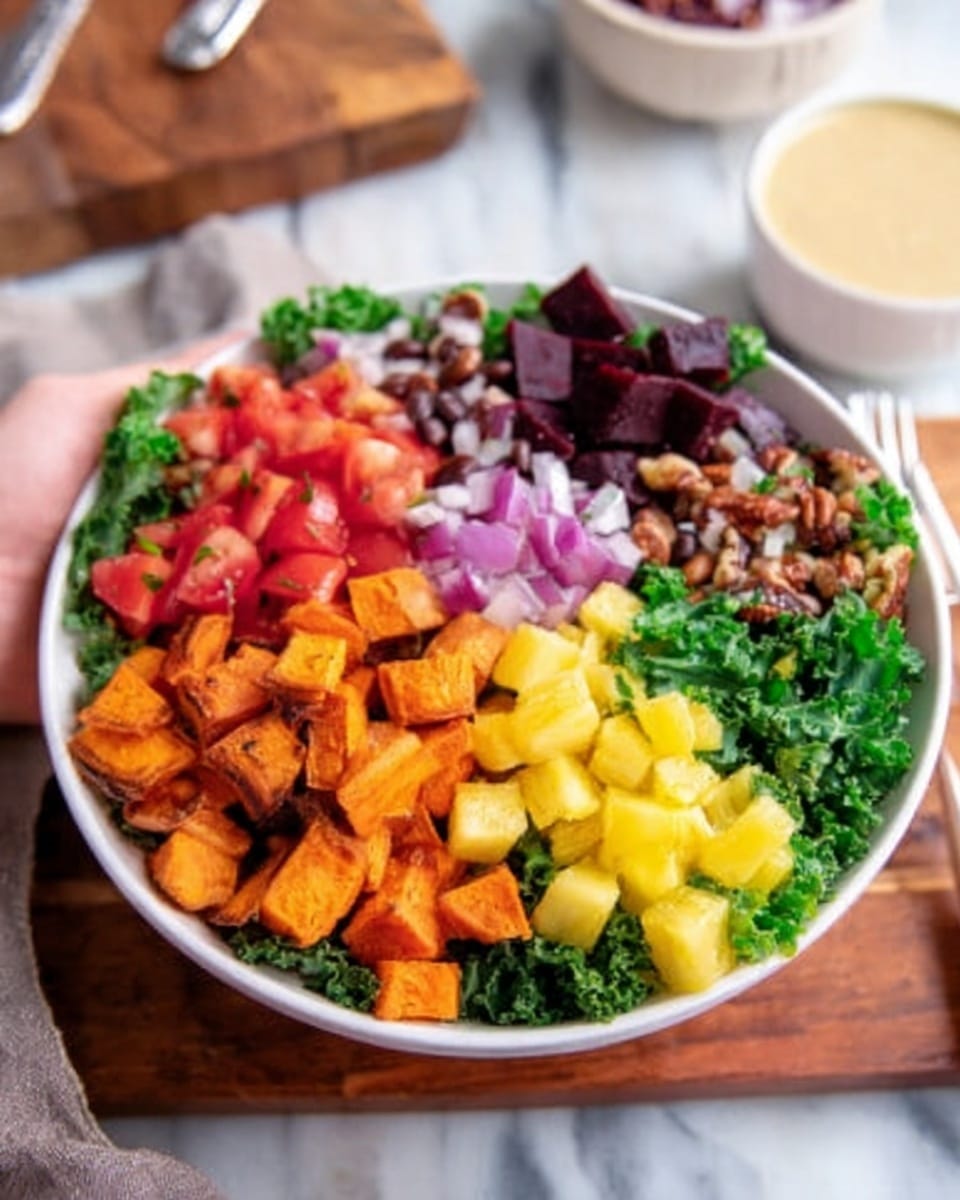 Sweet Potato Kale Salad with Blueberries and Tahini Dressing Recipe