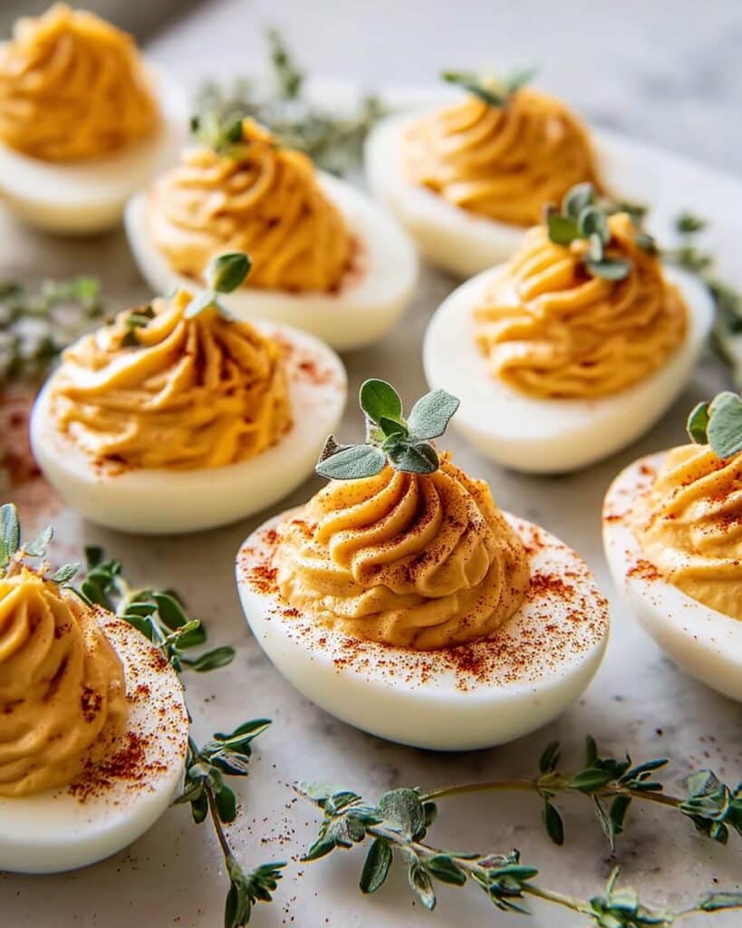 Thanksgiving Deviled Eggs with Crispy Bacon, Chives, and Smoked Paprika Recipe