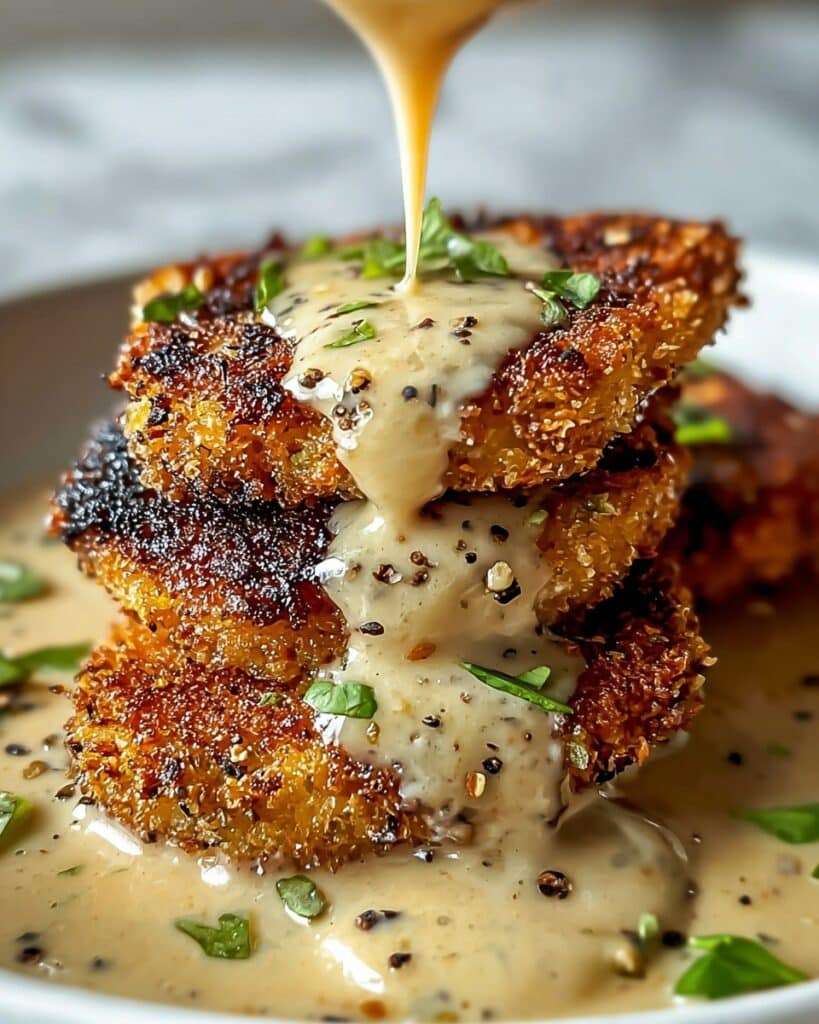 Parmesan Chicken with Creamy Garlic Sauce Recipe